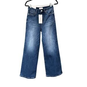 NWT MoCo Boutique Tummy Control Wide Leg Short Blue Jeans Women 7/28